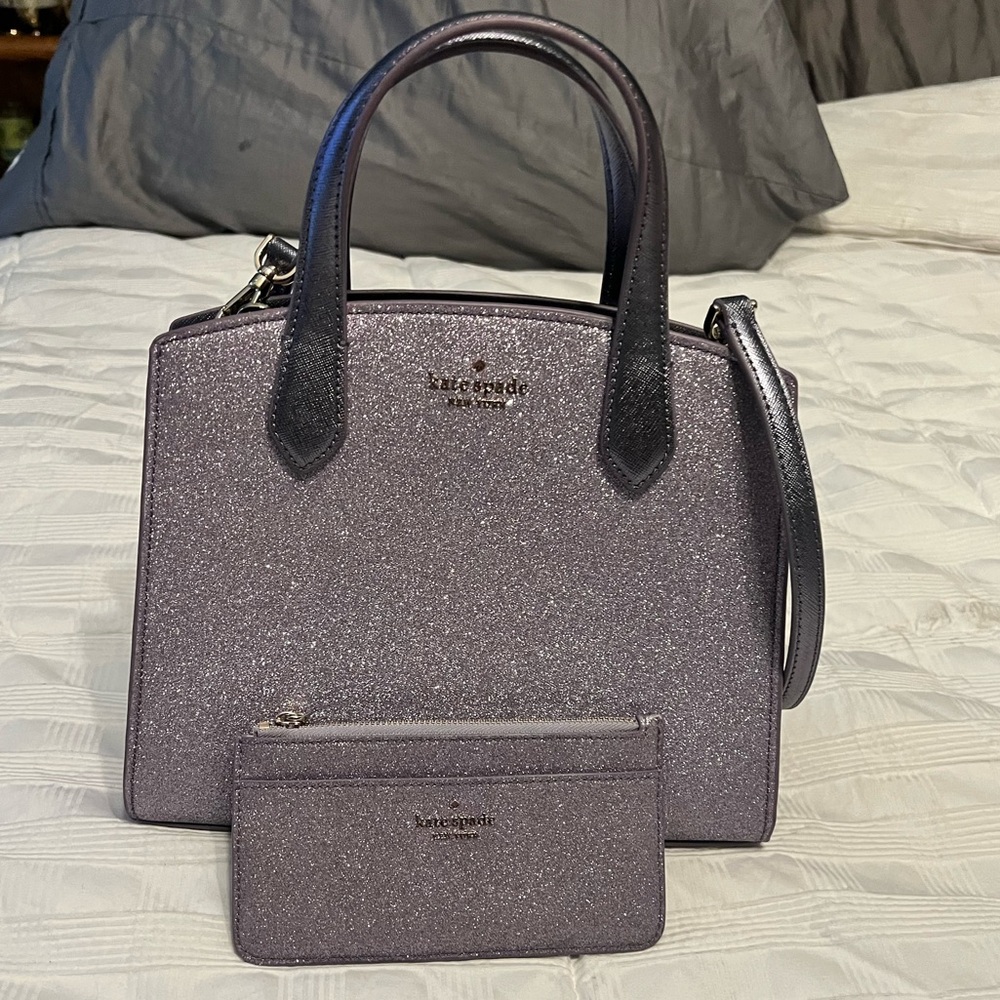 Kate Spade Holiday Lilac Tinsel Satual & Medium Card Wallet Sophisticated Design
